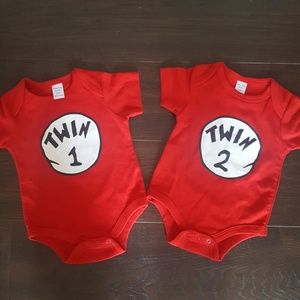 Twin 1 and Twin 2 Onesies NWOT